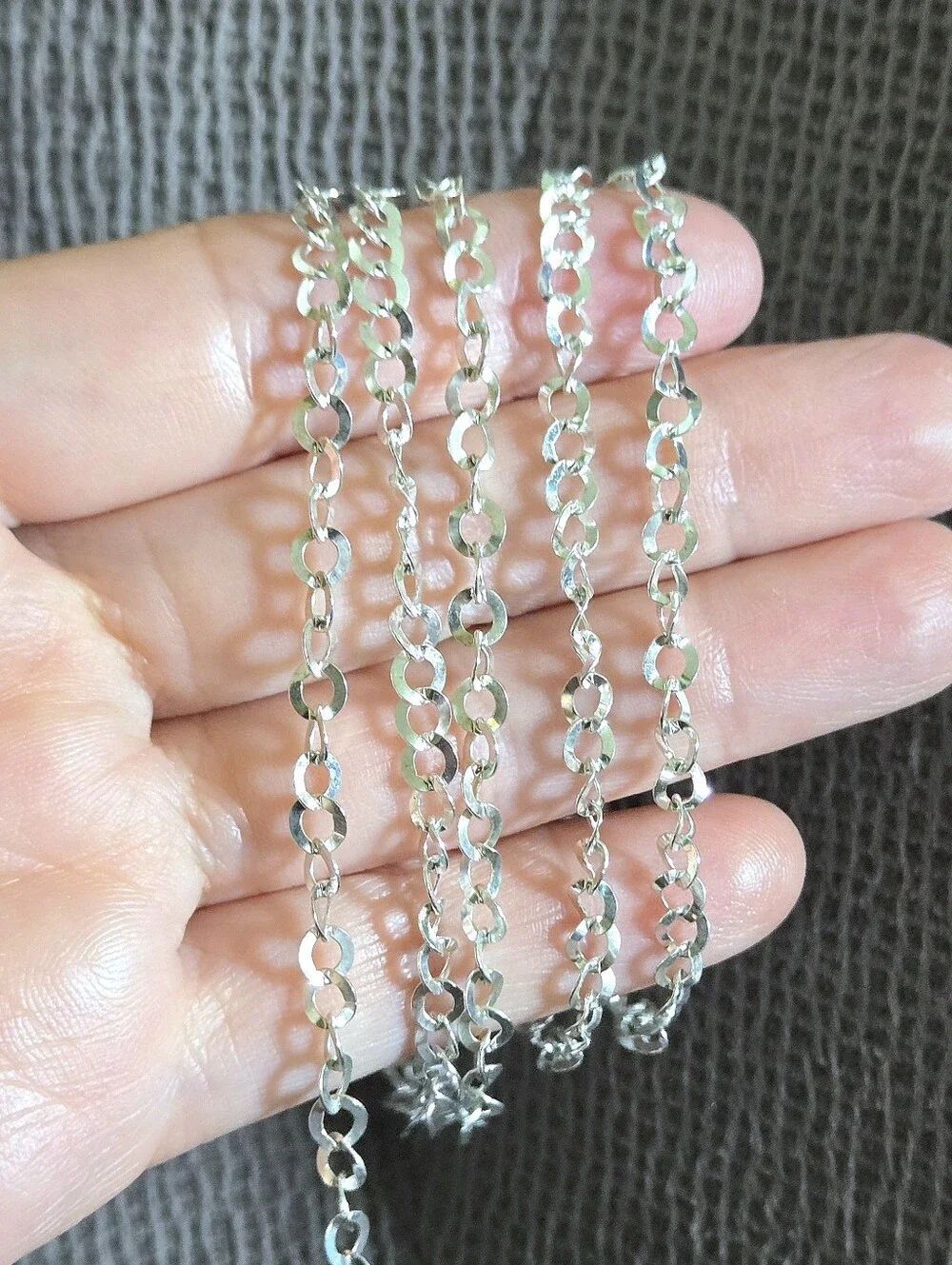 FAS Italy🇮🇹 Silver🤍 Twisted🧬 Flat Circle⭕️ Link Chain⛓️ - NWOT - Picture 3 of 15